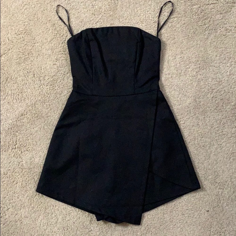 Black strapless romper